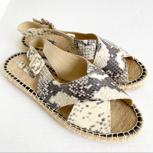 Pour La Victoire Snake Embossed Olivia Espadrilles Flat Sandals 8.5 - Picture 3 of 14